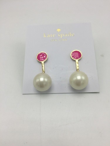 $48 KATE SPADE SHINE ON PiNK PEARL GOLD TONE EARRINGS S6 - 第 5/10 張圖片