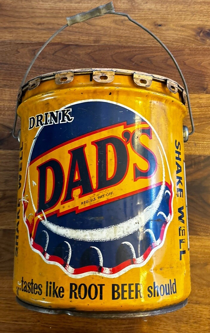 Rare Original 1950's Dad's Root Beer Soda 5 Gallon Metal Syrup Can