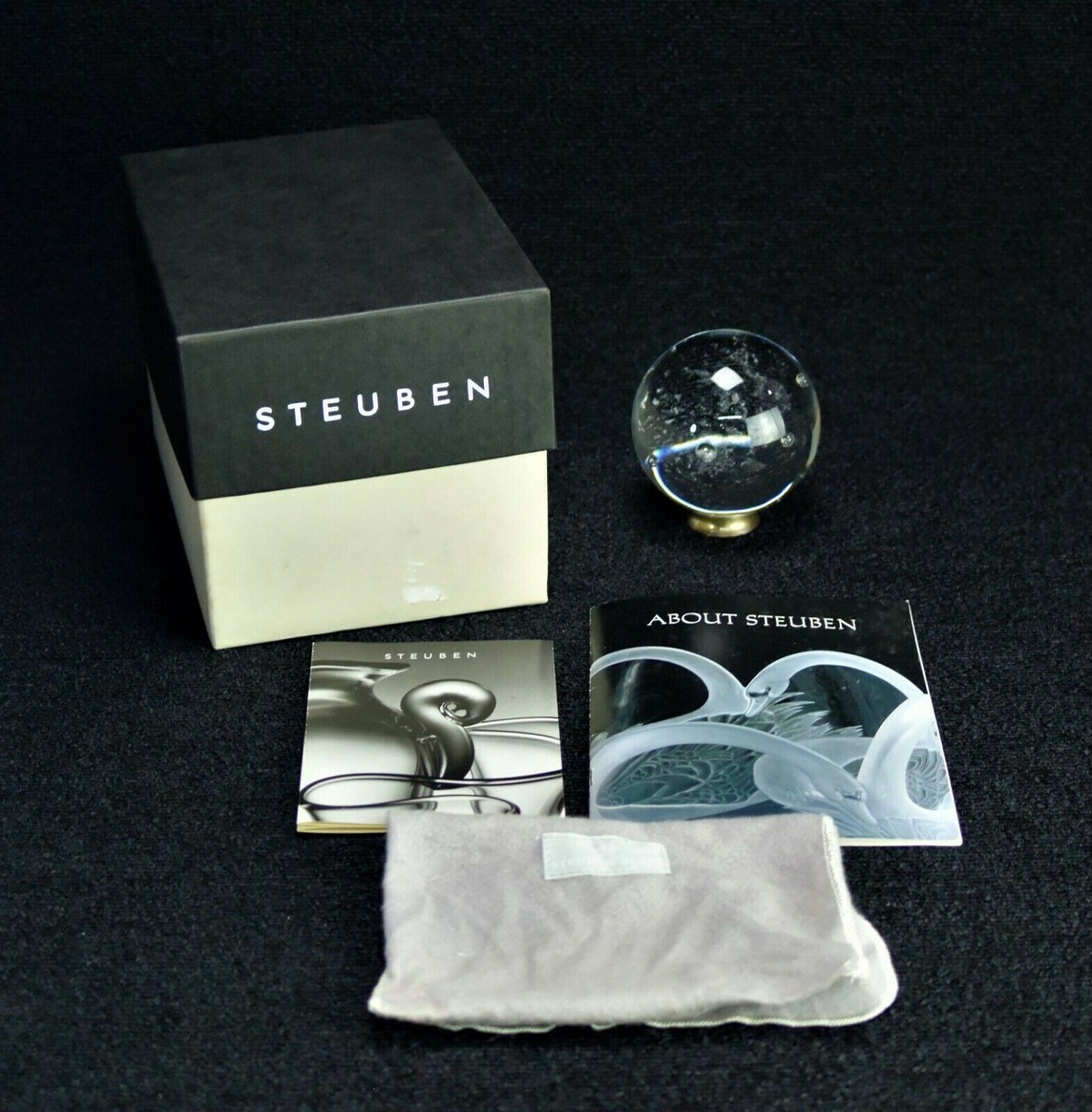 Steuben Crystal Galaxy Sphere Paperweight Vintage Art Glass