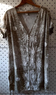 Desmond & Dempsey x H&M Kleid M Leinenmischung Palme Tunika Shirt mit Gürtel.