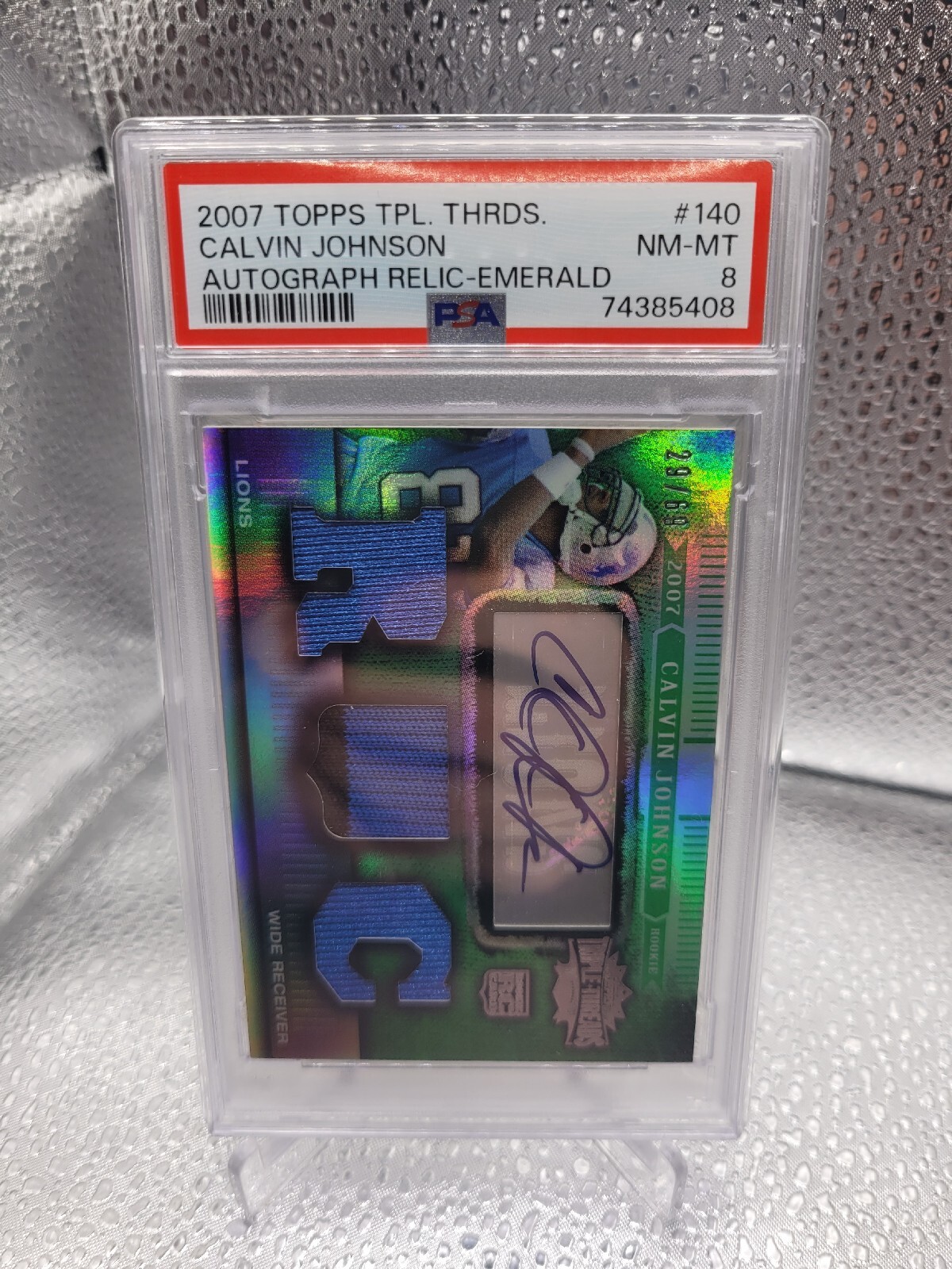 Calvin Johnson Topps Triple Threads #140 Autograph Relic-Emerald