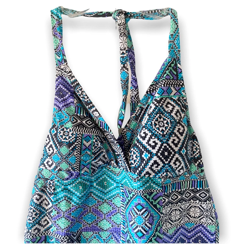 Nuevo con etiquetas Top de natación Mossimo para mujer azul aguamarina púrpura negro blanco halter pequeño Foto 3 de 4