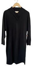St Michael Black V Neck Long Sleeve Sweater Dress Size 12 Made In The UK