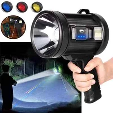 LED Rechargeable Spotlight 200000 Lm Waterproof Handheld Flashlight Searchlight