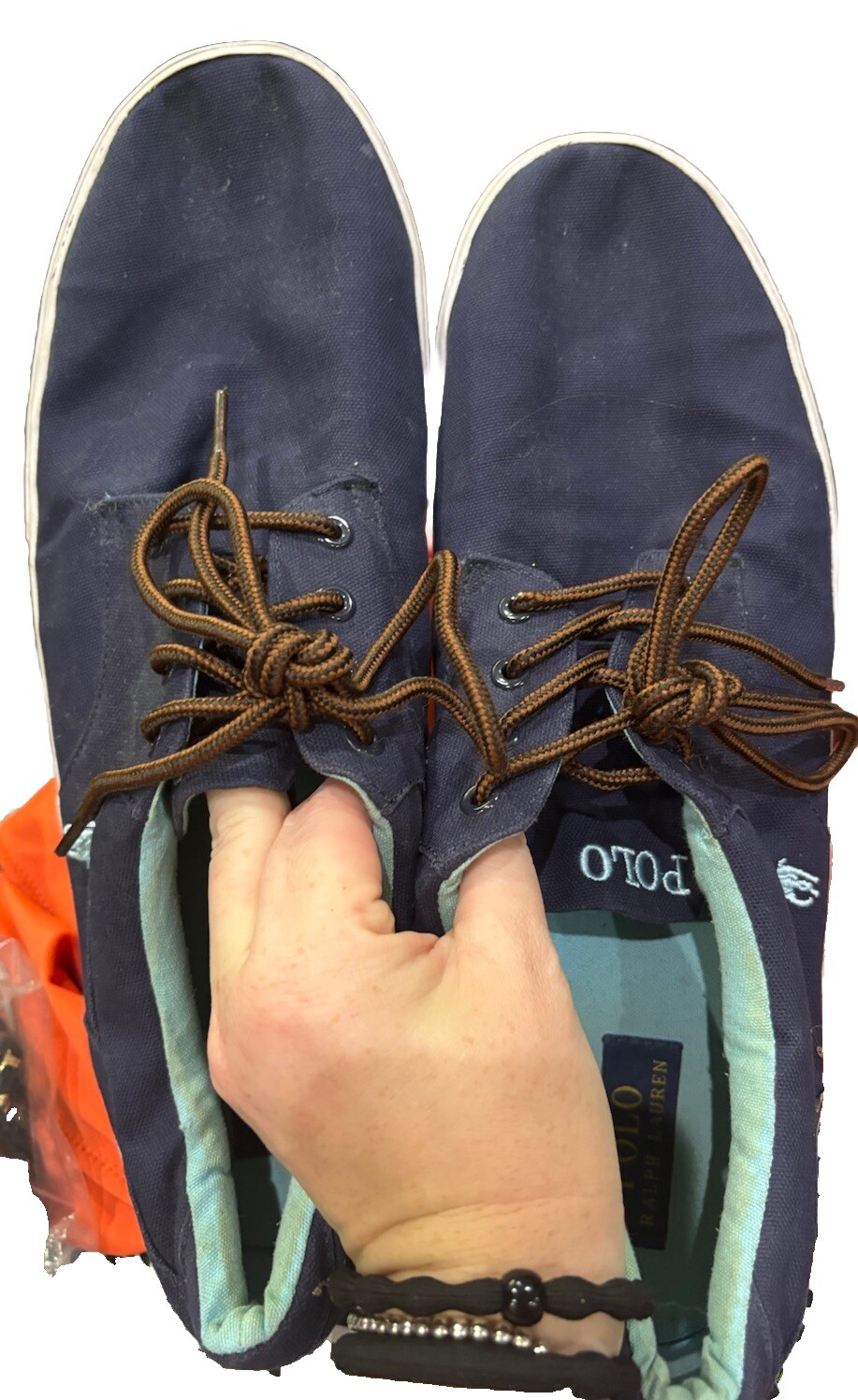 Polo in perfette condizioni Ralph Lauren logo da uomo taglia 13 ""Felton"" scarpe da tennis casual pony blu