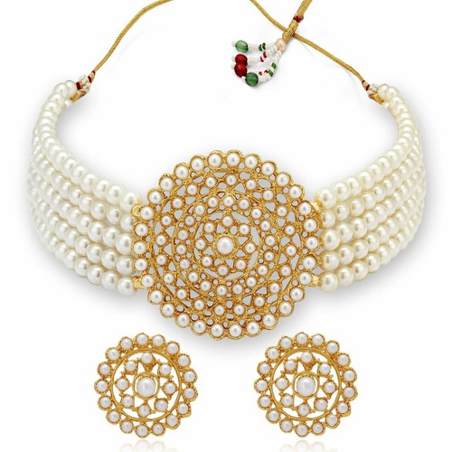 Adorable Gold Plated Pearl Choker 