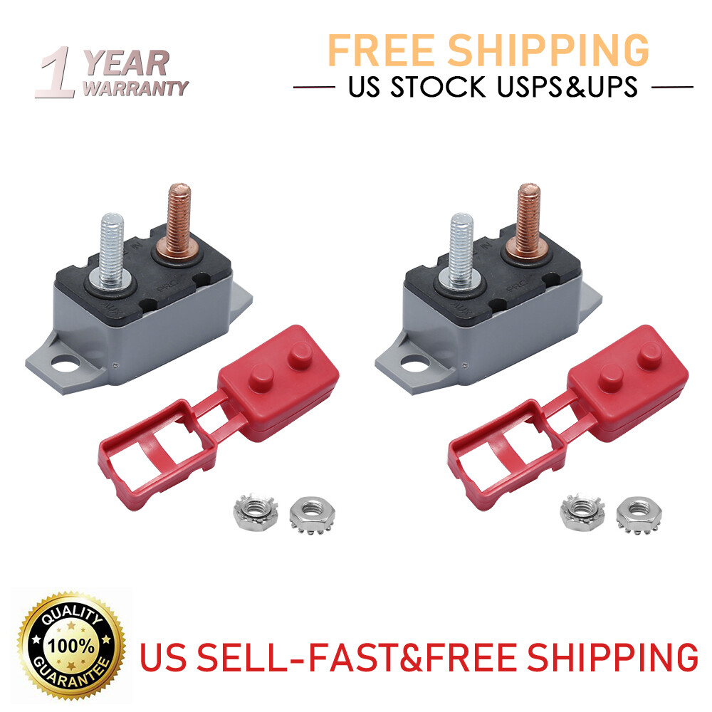 2Pcs 50A 12V24V Car Auto Boat Caravan Fuse Reset Circuit Breakers