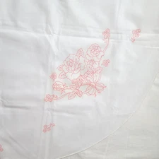 Vtg Tri Chem Stamped Rose Oval Tablecloth Only Liquid Embroidery Painting 60x79