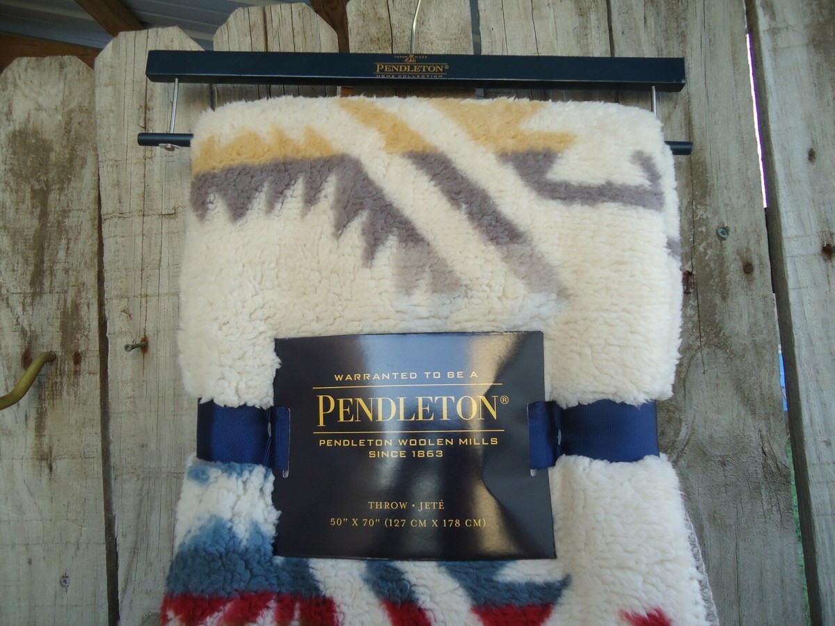 Pendleton Sherpa FLEECE SOUTHWEST AZTEC REVERSIBLE THROW BLANKET 50x70  Washable