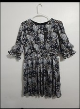 NWT! Lulus Black Floral Print Skater Mini Dress Size Large 