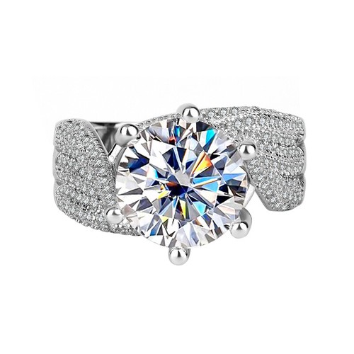 Luxus 5 Karat D Farbe VVS1 Moissanit Ringe Damen S925 Sterlingsilber Ringe