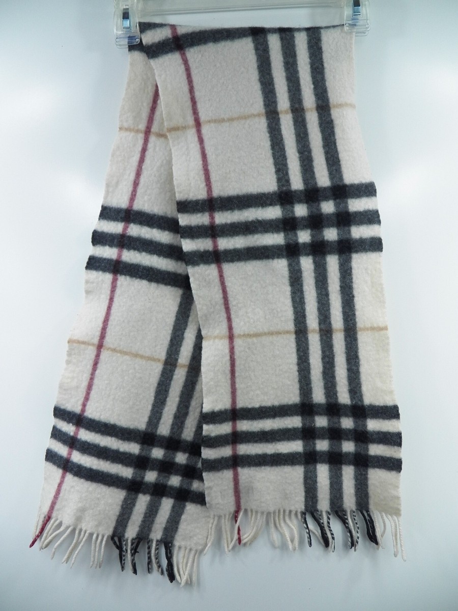 BURBERRY WOMENS SCARF BEIGE BLACK RED NOVA CHECK 100% CASHMERE
