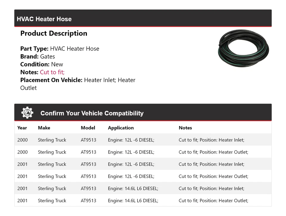 For 2000-2001 Sterling Truck AT9513 HVAC Heater Hose Gates - Image 2 of 4