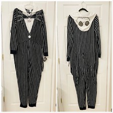 NWT Nightmare before Christmas Jack Skellington One Piece Pajamas PJs Costume XL