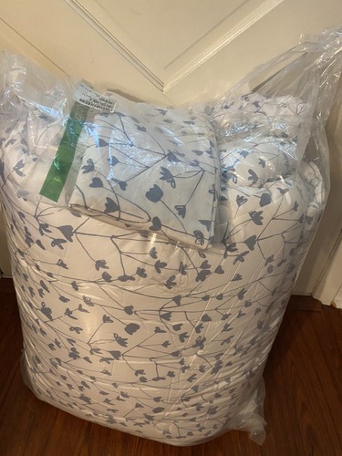 The Company Store Rayon Bamboo Cotton Sateen Ivy White/Blue King Comforter Set - Picture 5 of 5