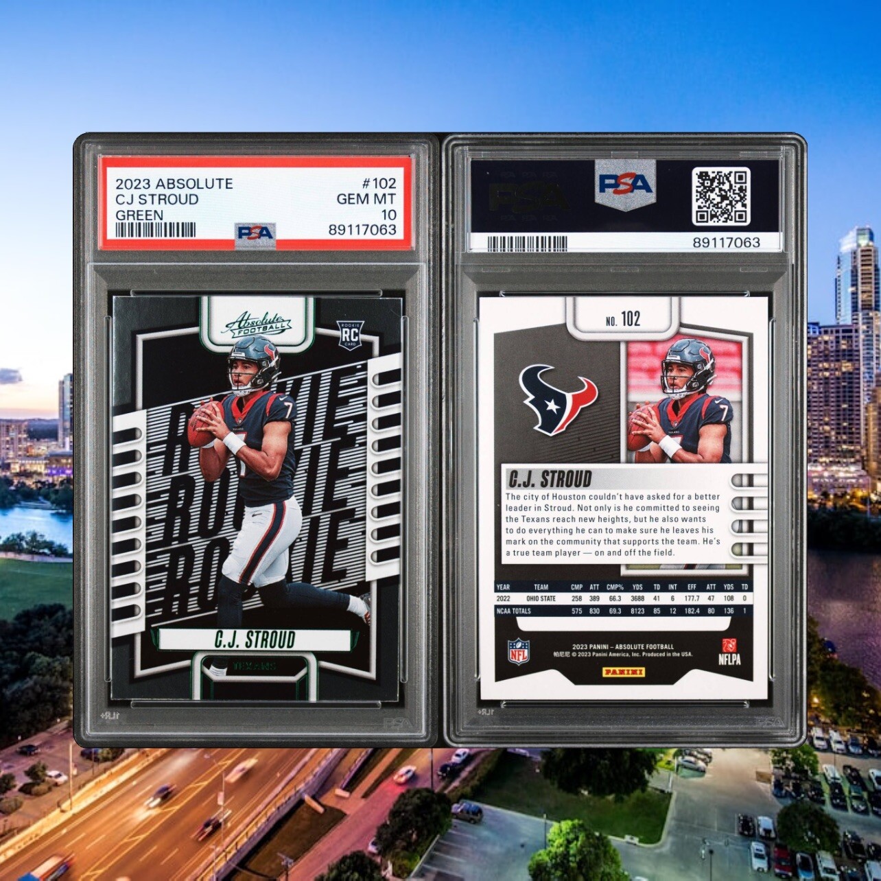 CJ Stroud 2023 Panini Absolute Green Foil #102 Houston Texans RC Rookie PSA 10