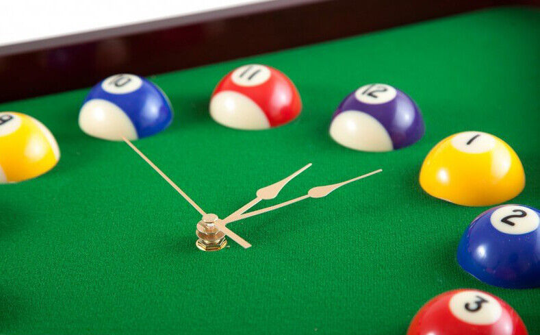 Wooden Billiard Pool CLOCK Billiards Design Game Room Decor Pool Ball Wall  Clock