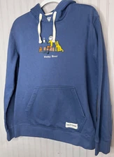Life Is Good Mens HOODIE M  Blue Camping Happy Hour Cotton Pullover Pocket