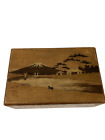 Antique Japanese Mount Fuji box with hidden compartment lock