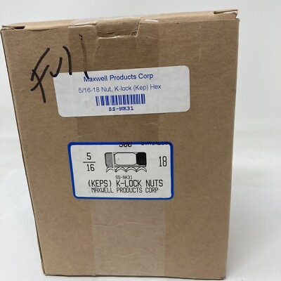 Maxwell 5/16-18 K-Lock Stainless 18 KEPS Hex Nuts(box of 500)