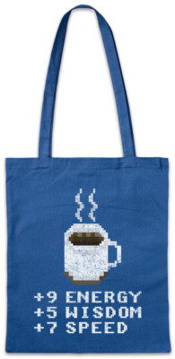 Pixel Coffee Stofftasche Einkaufstasche Gamer Gaming Fun Geek Nerd RPG MMORPG