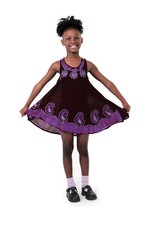 Girls Purple/Black Batik Cotton Summer Dress, Made in India. Size Medium.
