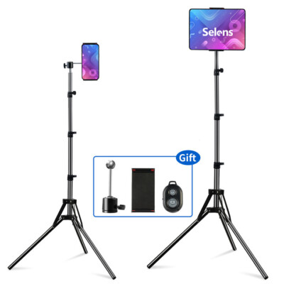 63'' Adjust Tablet Floor Stand Phone Tripod Holder Foldable For 4''-10.9'' Ipad