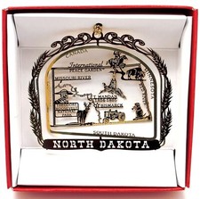North Dakota State Brass Ornament Souvenir Gift