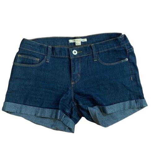 Forever 21 Blue Denim Short Bootie Shorts Womens Size 27 Cuffed Shortie - Picture 1 of 5