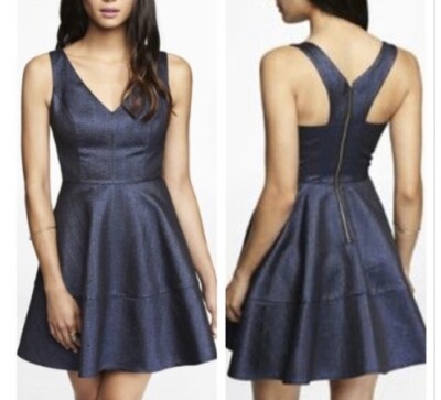 knee length dresses for ladies Kaelynn Floral Jacquard Dress in Navy main image 0