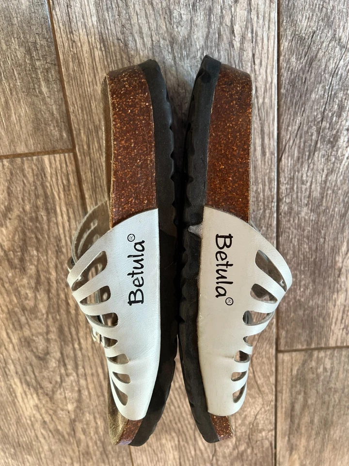 Sandalias sin cordones Betula Birkenstock talla 7 diapositivas EUR 38 zapatos con tiras azules Foto 4 de 4