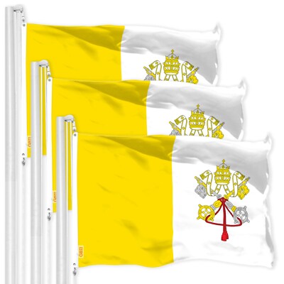 G128 3 Pack: Vatican City Flag 3x5 Ft Printed 150D Polyesterester