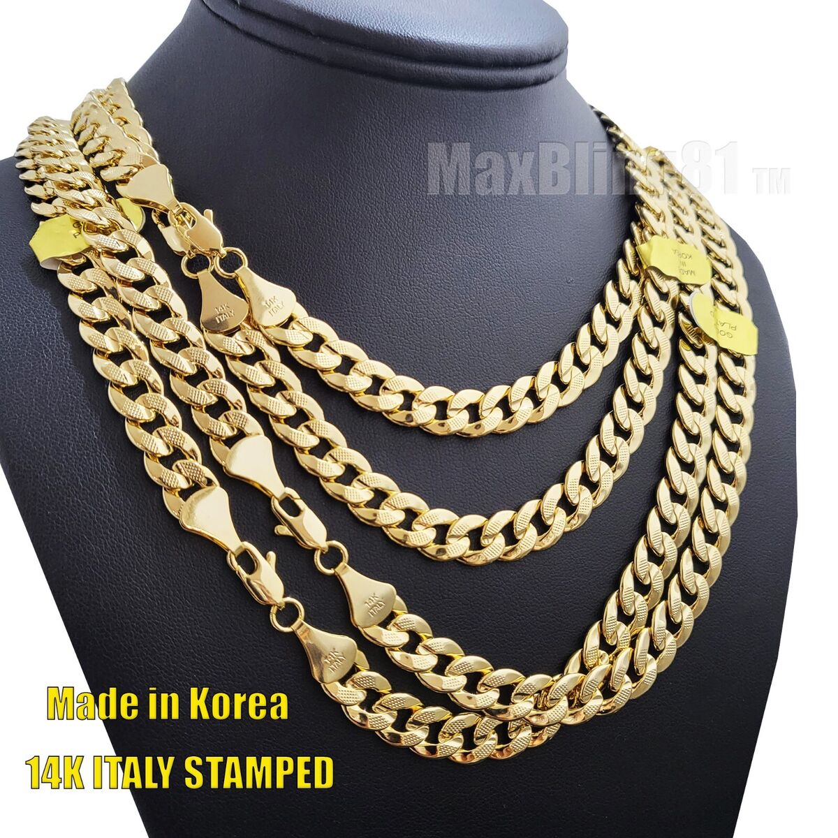 Hip Hop Premium 14K Italy Gold plated 4~10mm Brass Miami Hip Hop Premium 14K Italy Gold plated 4~10mm Brass Miami