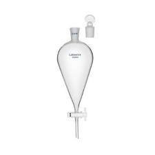 Labasics Borosilicate Glass 1000ml Conical Separatory Funnel with PTFE Stopco...
