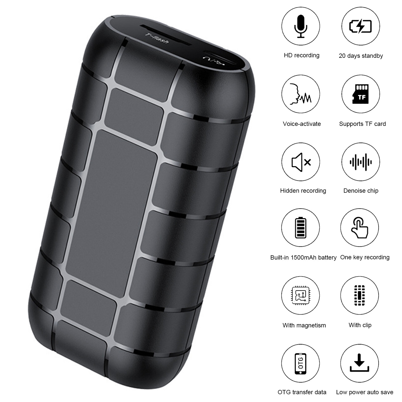 128GB Long-Time Digital Audio Sound Voice One-Key Recorder Dictaphone MP3 Player