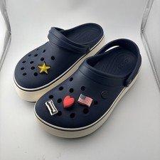 Crocs Unisex Crocband Platform Clog Men's 6 Women's 8 Navy Blue Iconic Comfort
