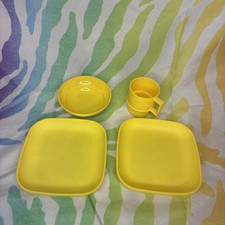 Vintage Tupperware Tuppertoys Yellow Plates Bowl Mug 1401 1502-16 1502-18 1400-1