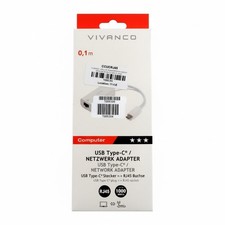 VIVANCO USB-C to Gigabit Ethernet Adapter (Ethernet female to USC-C male)
