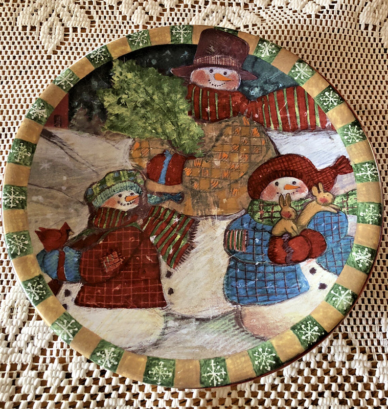 Darling Susan Winget Country Snowman Plate 8” Salad Ceramic By Certified Intl