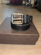 Authentic Gucci Signature Leather Belt - Silv...