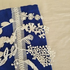 mina perhonen Forest Parade Blue Linen Cotton Drawstring Pouch Near Mint