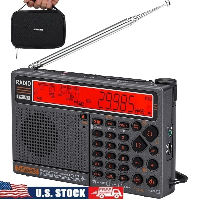 Portable Multi-band Emergency Radio Bluetooth Speaker Weather Alert 1000 Presets