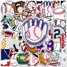 50Pcs Baseball Stickers Waterproof Vinyl Baseball Tattoos for Kids Teens Boys Ad