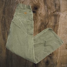 Vtg Y2K Carhartt Green Dungaree Fit Carpenter Pants 34 X 36