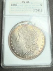 1880 Morgan Silver Dollar Anacs Soap Box MS64 Dual Side Toner Toned Genie Lamp