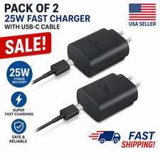 NEW2Pack 25W USB C Fast Charger Block 6ft Cable Samsung Galaxy iPhoneS24 S23 S22