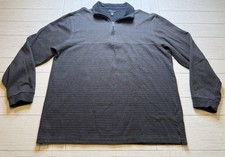 Van Heusen 1/4 Zip Knit Sweater Mens XL Long Sleeve Black Gray Striped. Classic