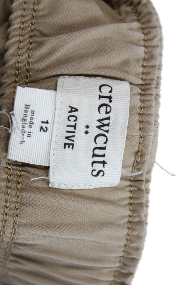 Pantalones al tobillo rectos elásticos con cordón activo beige talla 12 Crewcuts para niños Foto 3 de 4