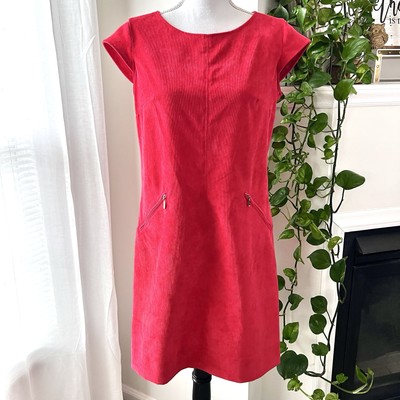 Sharagano Red Corduroy Pocketed Pencil Dress Womens Size 6