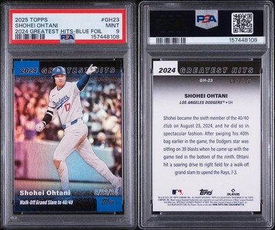 SHOHEI OHTANI 2025 Topps 2024 Greatest Hits #GH-23 Blue Foil 021/150 PSA 9